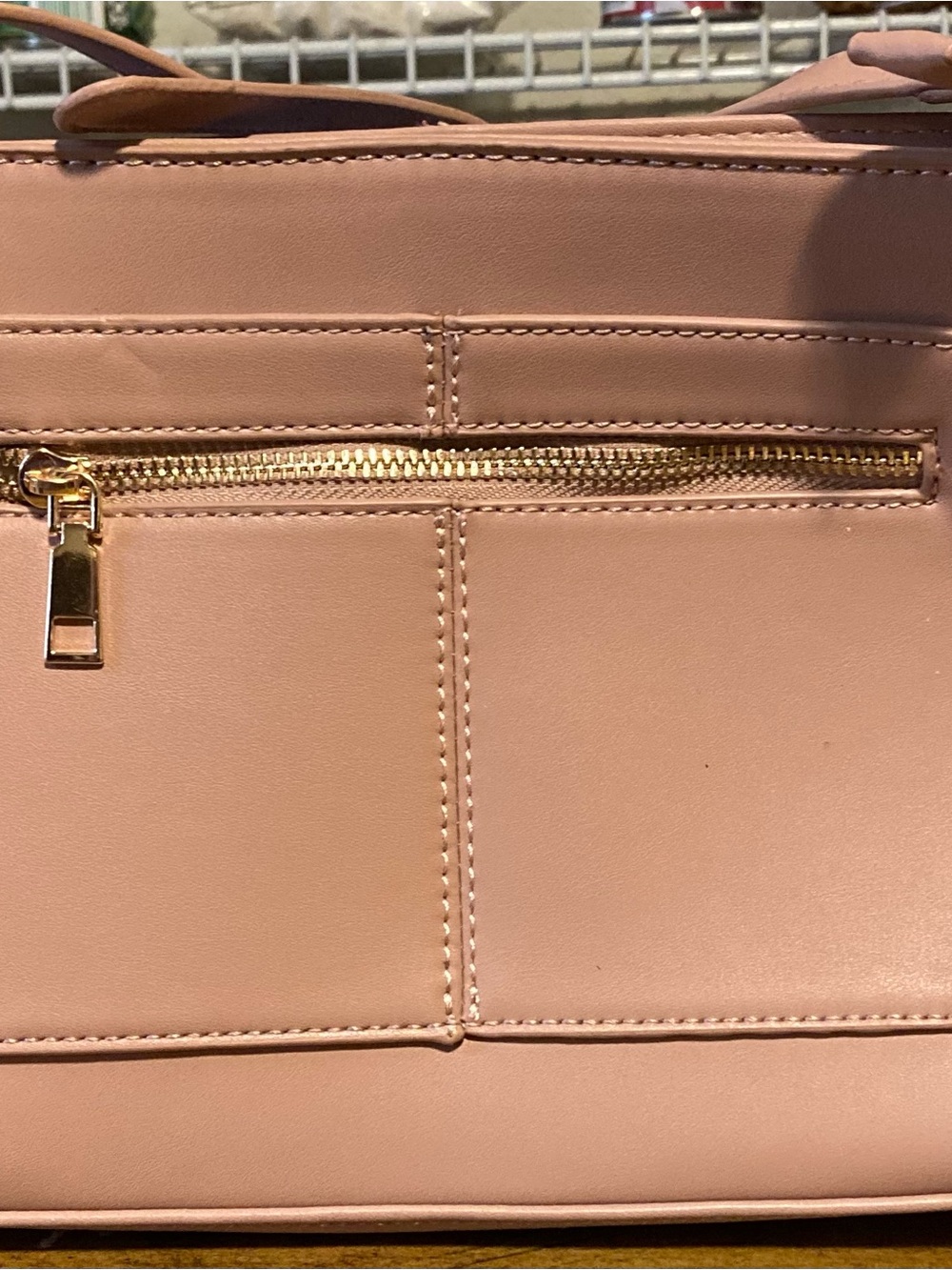 Blush Pink Structured Satchel with Gold Hardware